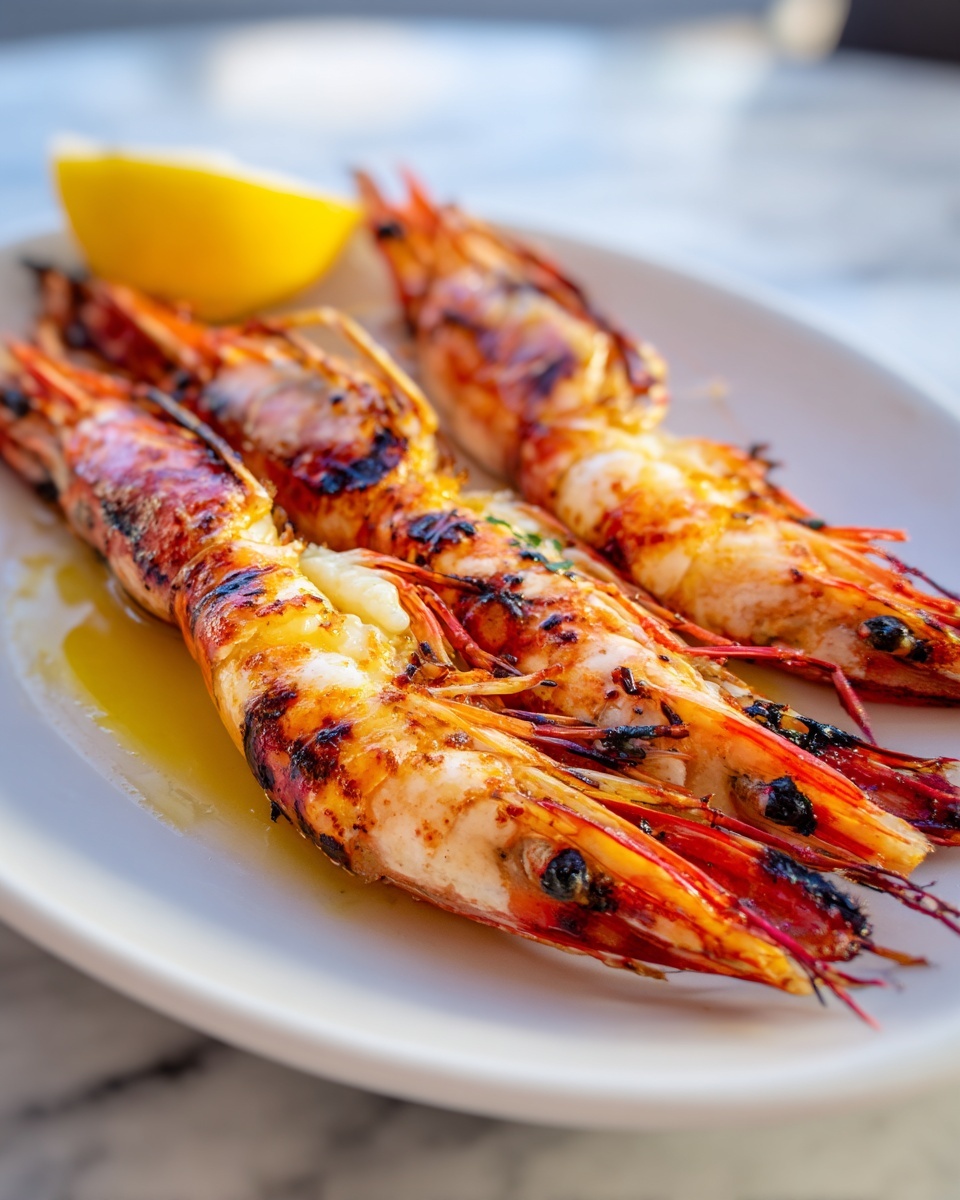 Char-Grilled King Prawns with Lemon Recipe - Recipe Image