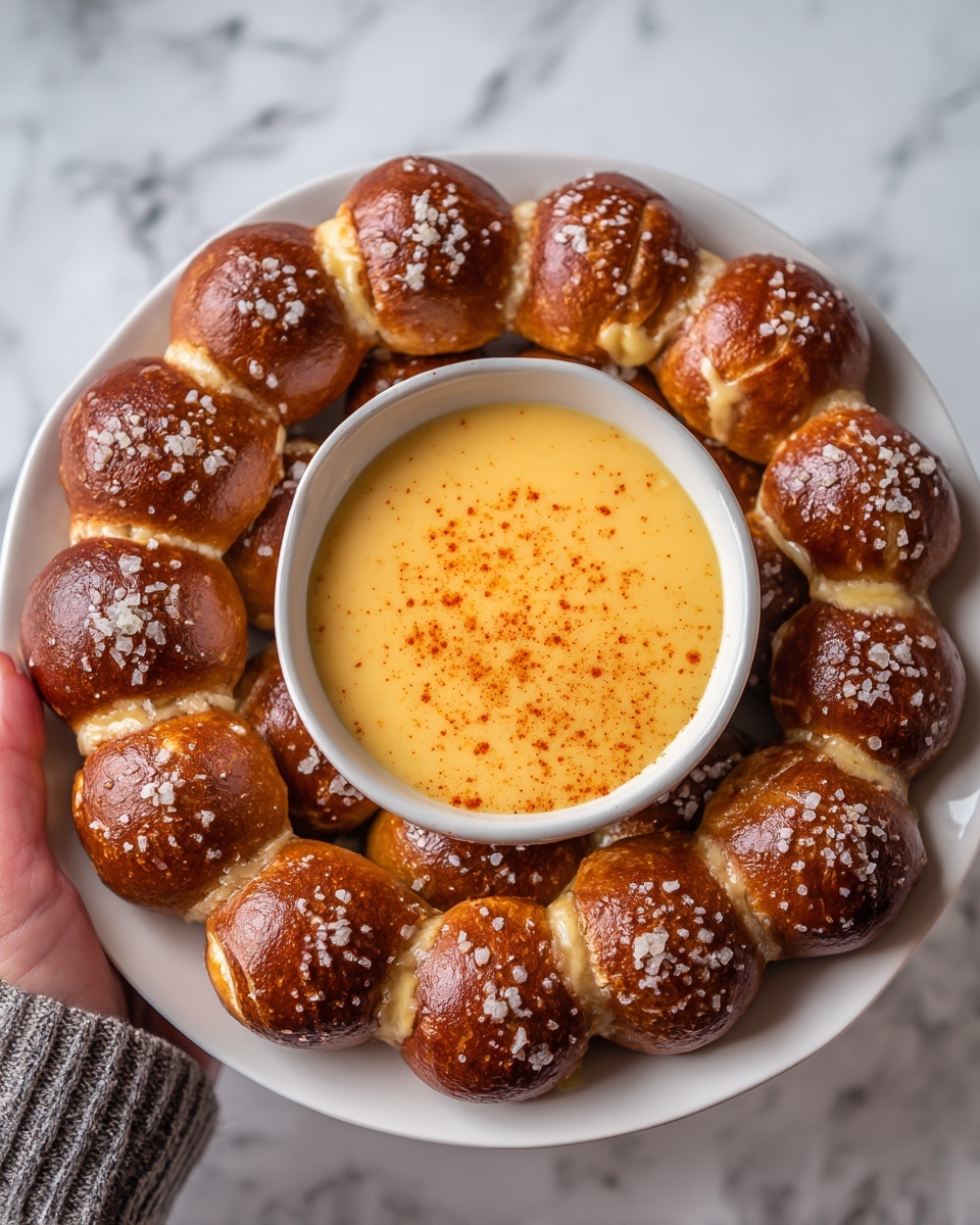 Soft Pretzel Bites with Vegan Cheese Sauce Recipe - Recipe Image