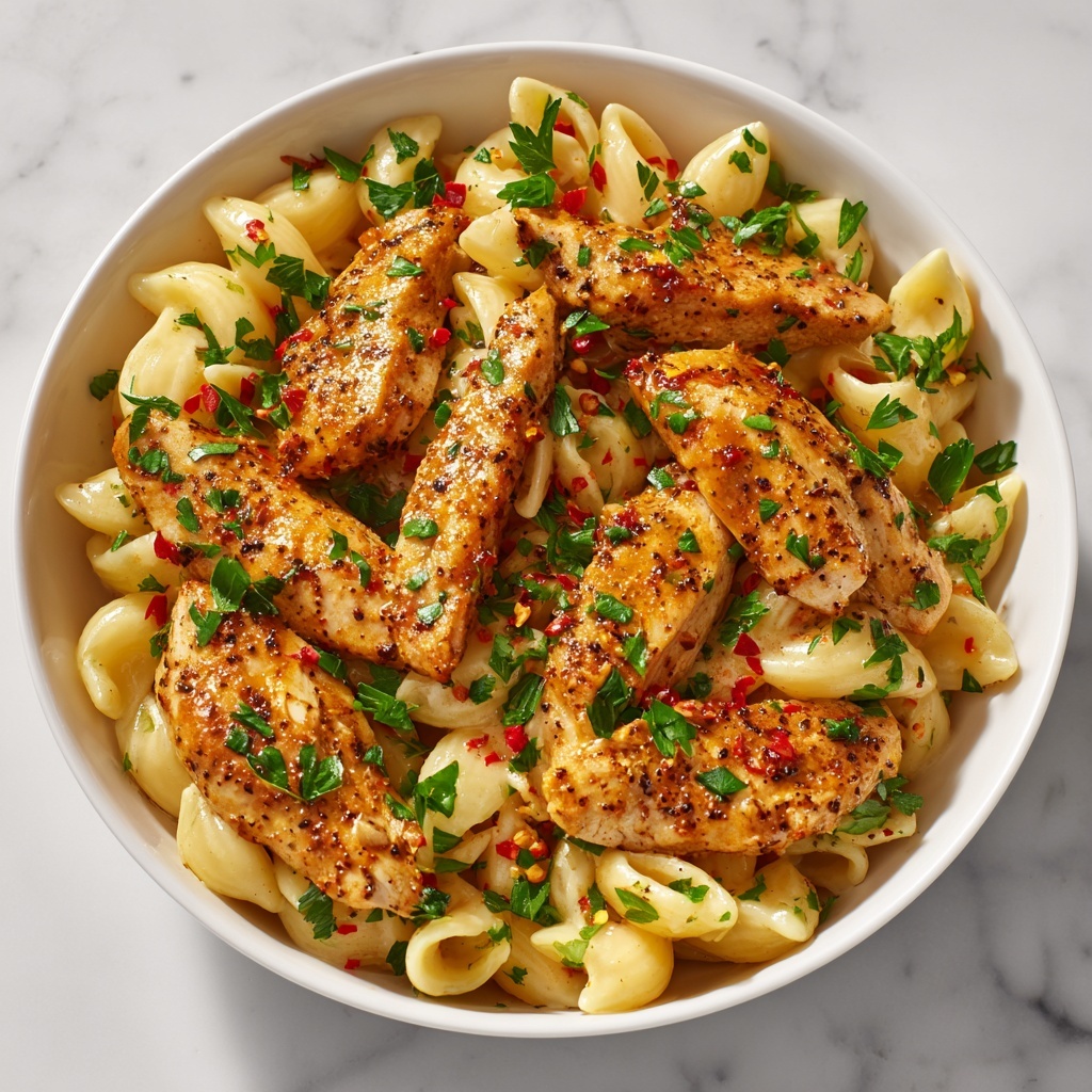 Spicy Honey Pepper Chicken with Creamy Mac and Cheese Recipe - Recipe Image