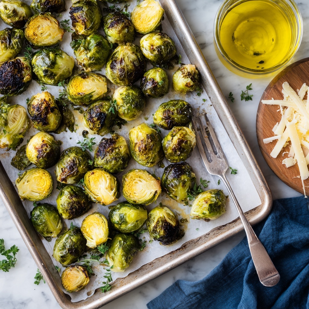 Lemon Parmesan Roasted Brussels Sprouts with Thyme and Red Pepper Flakes Recipe - Recipe Image