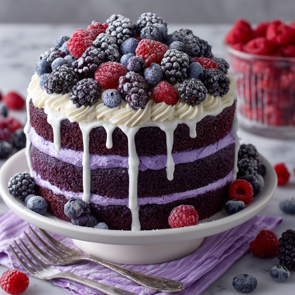 White Chocolate Blackberry Poke Cake Recipe - Recipe Image