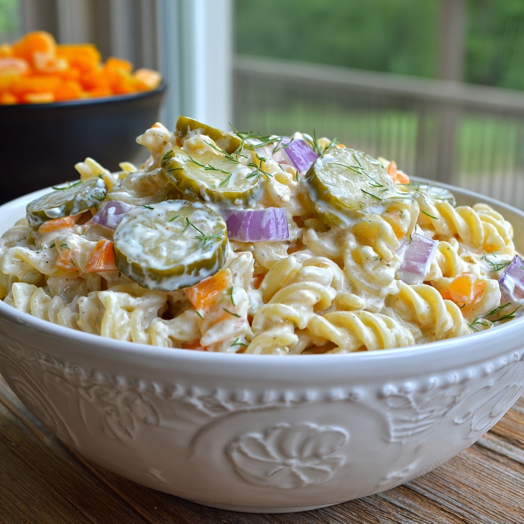 Tangy Dill Pickle Pasta Salad Recipe - Recipe Image