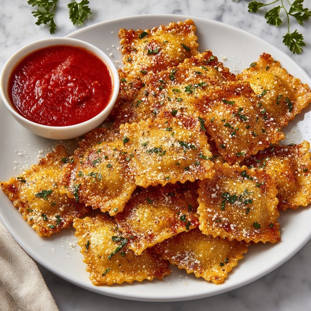 Air Fryer Crispy Ravioli with Parmesan and Italian Seasoning Recipe - Recipe Image