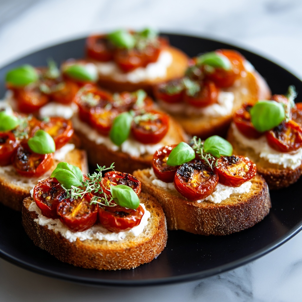 Roasted Tomato and Garlic Bruschetta Bites Recipe - Recipe Image