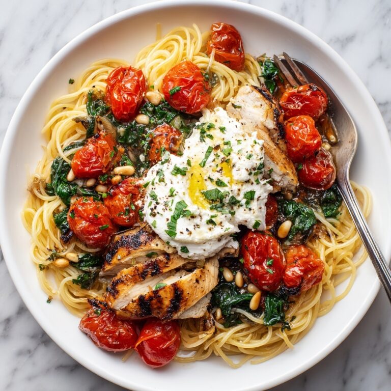 Chicken Spaghetti with Burrata and Lemon Butter Garlic Sauce Recipe