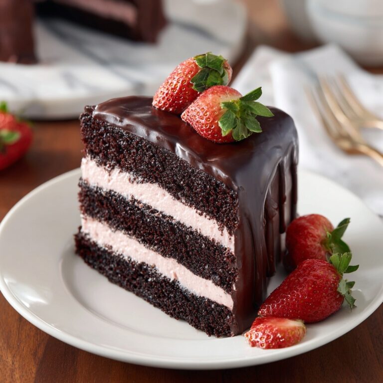 Strawberry Chocolate Cake with Strawberry Jam and Cream Cheese Frosting Recipe