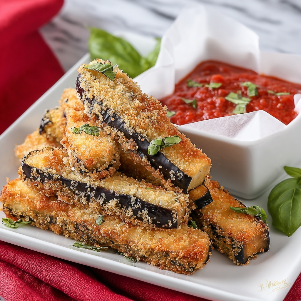 Crispy Baked Eggplant Fries with Marinara Recipe - Recipe Image