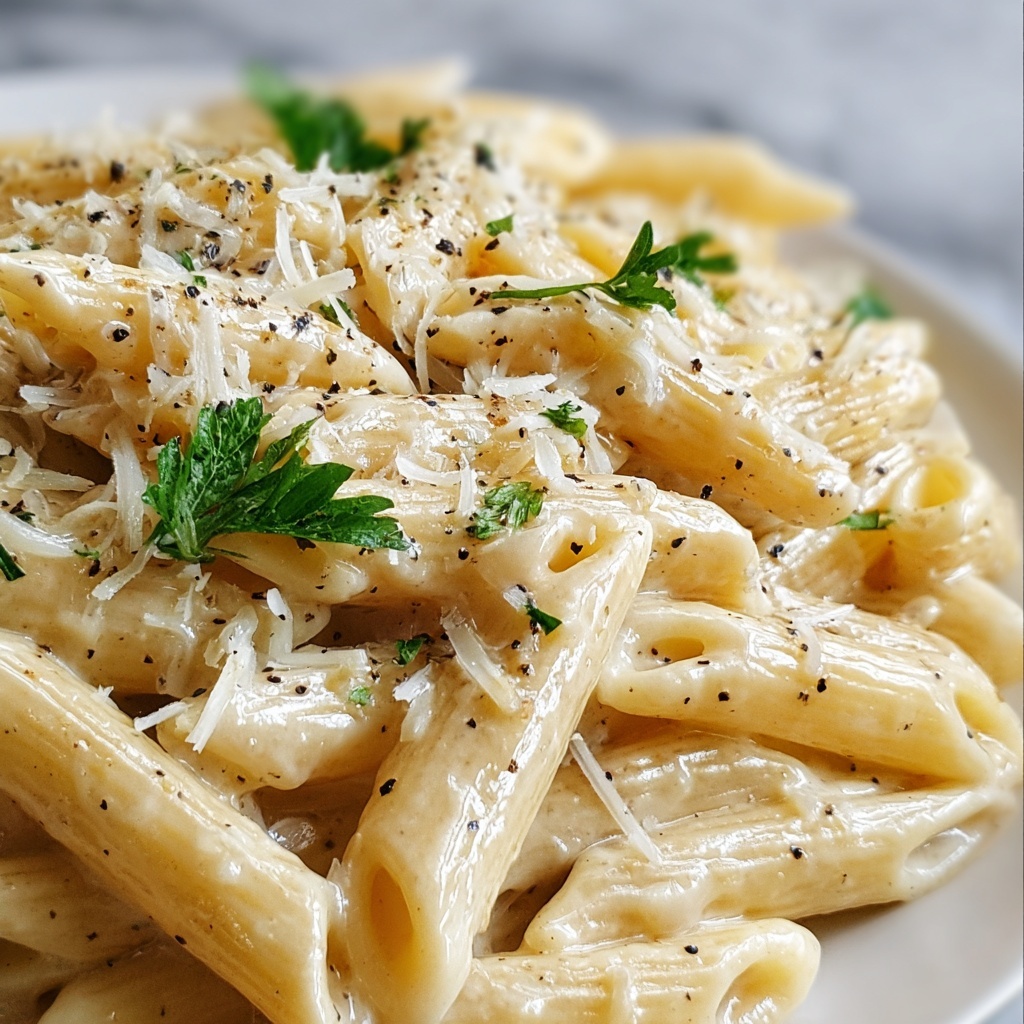Creamy Garlic Penne Pasta Recipe - Recipe Image