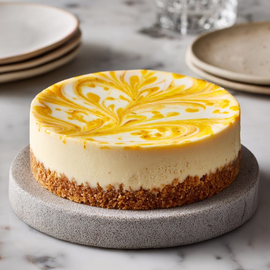 No-Bake Mango Swirl Cheesecake Recipe - Recipe Image