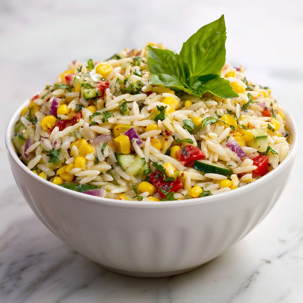 Lemony Rainbow Orzo Salad Recipe - Recipe Image