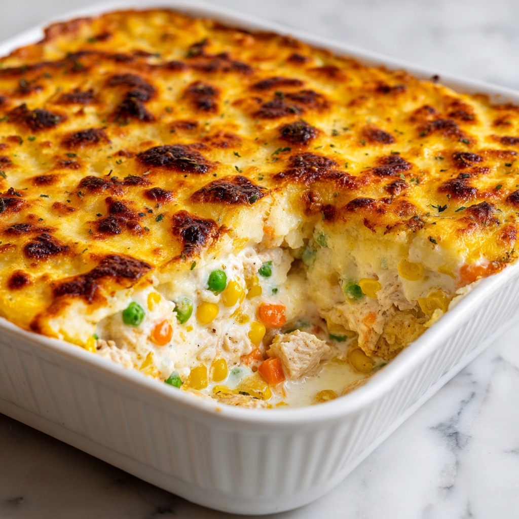 Easy Chicken Cobbler Dinner Casserole Recipe - Recipe Image