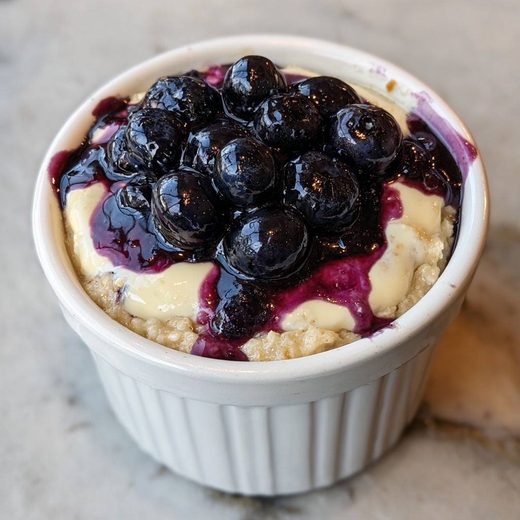 Blueberry Cheesecake Baked Oats Recipe - Recipe Image