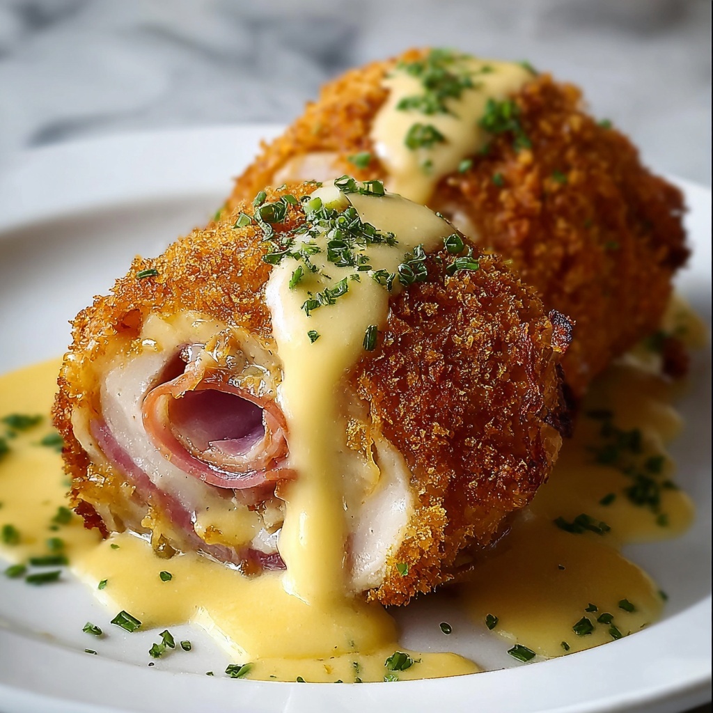 Crispy and Creamy Chicken Cordon Bleu with Dijon Sauce Recipe - Recipe Image