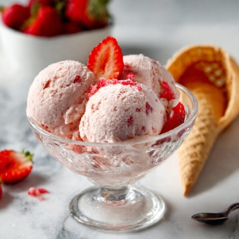 Creamy Strawberry Ice Cream with Fresh Chunks Recipe