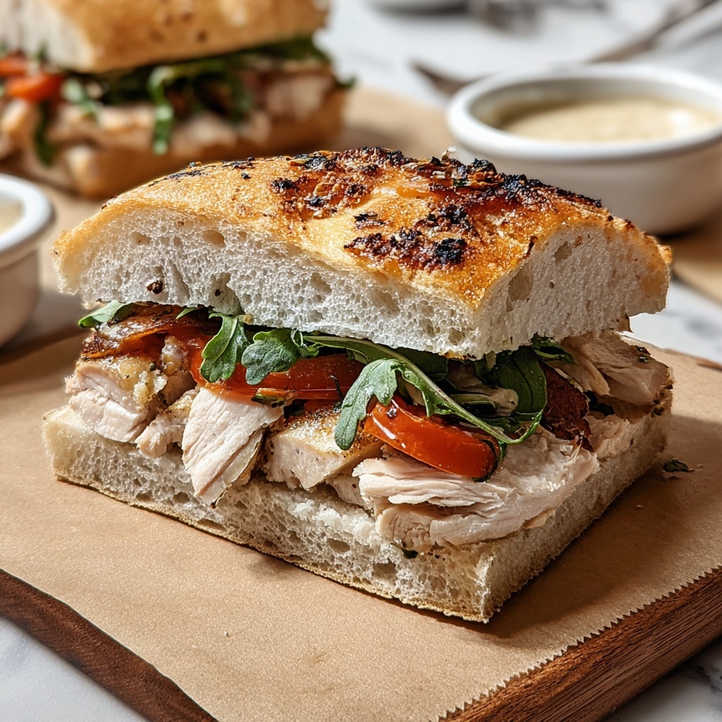 Focaccia Sandwich with Roast Chicken Filling Recipe - Recipe Image