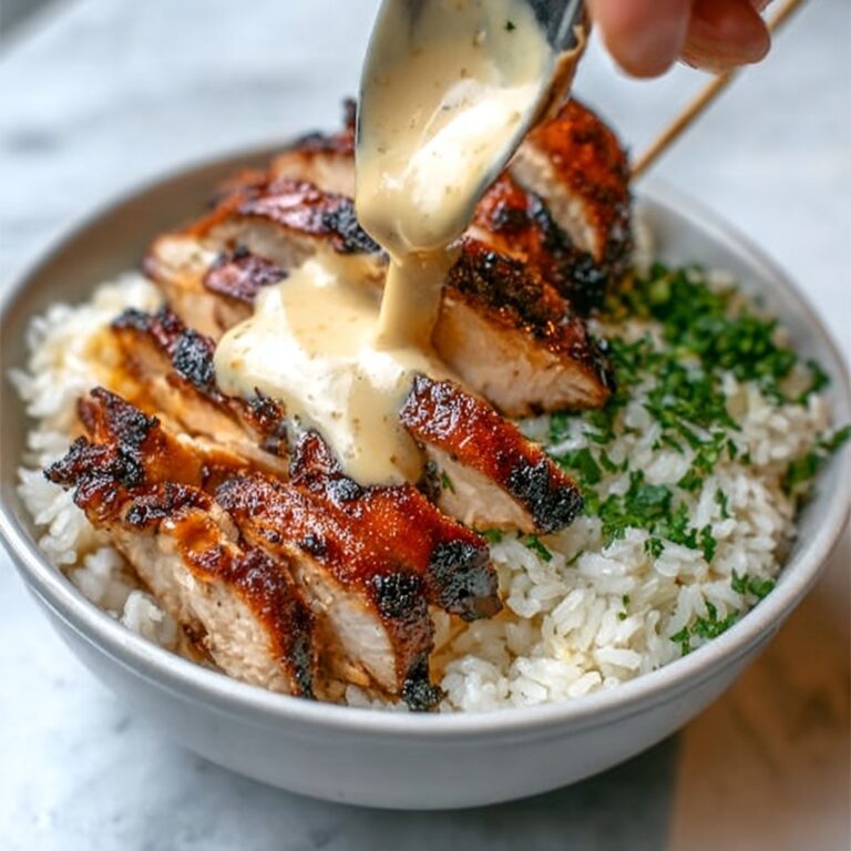 Chicken Rice Bowls with Creamy Garlic Sauce Recipe