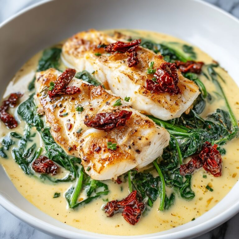 Creamy Keto Tuscan Cod with Spinach and Sun-Dried Tomatoes Recipe