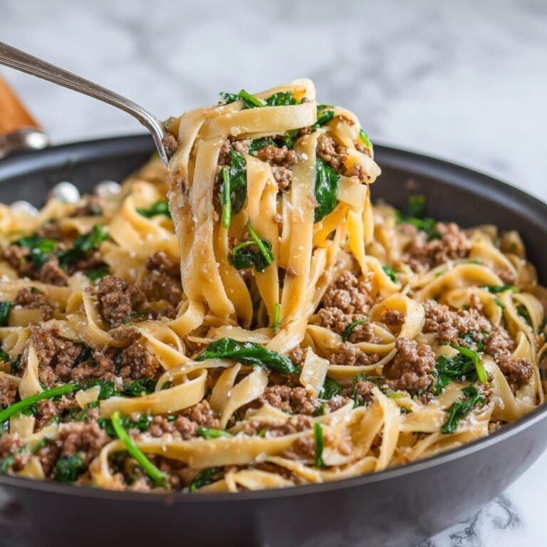 One-Pan Ground Beef and Spinach Pasta Recipe