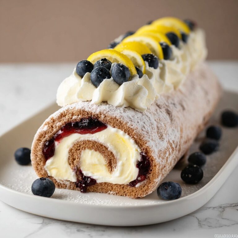 Lemon Blueberry Angel Food Cake Roll Recipe