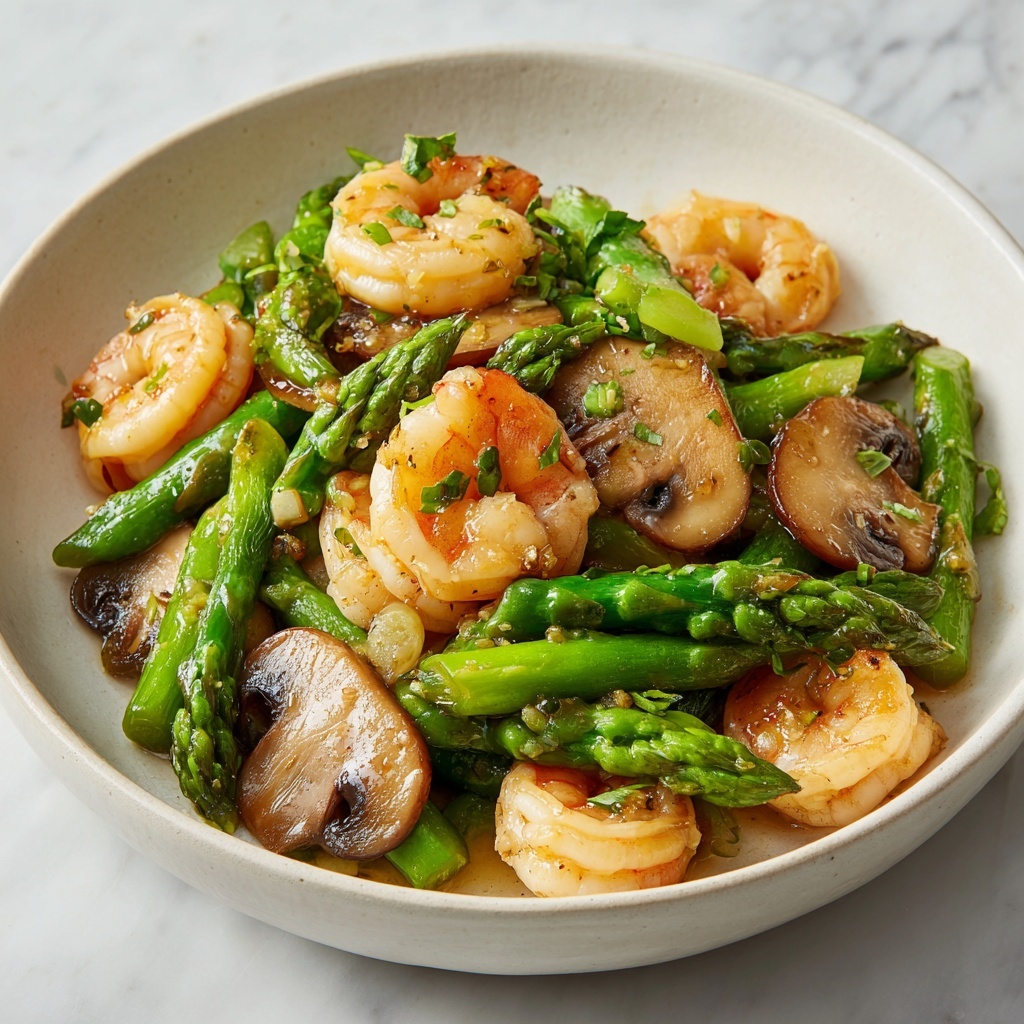 Shrimp and Asparagus Stir-Fry with Mushrooms Recipe - Recipe Image