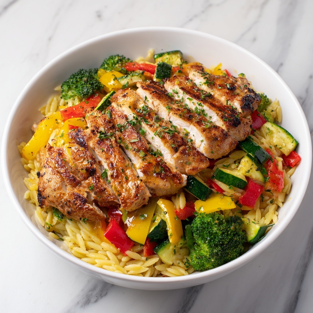Lemon Chicken Veggie Orzo Stir Fry Recipe - Recipe Image