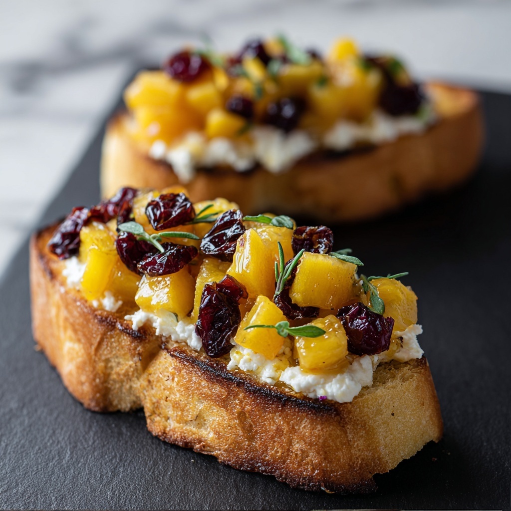 Butternut Squash Cranberry and Goat Cheese Crostini Recipe - Recipe Image