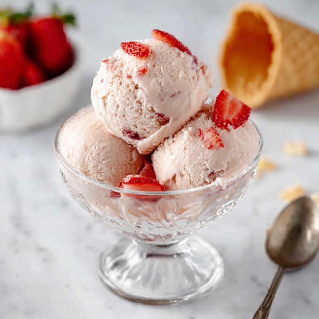 Creamy Strawberry Ice Cream with Fresh Chunks Recipe - Recipe Image