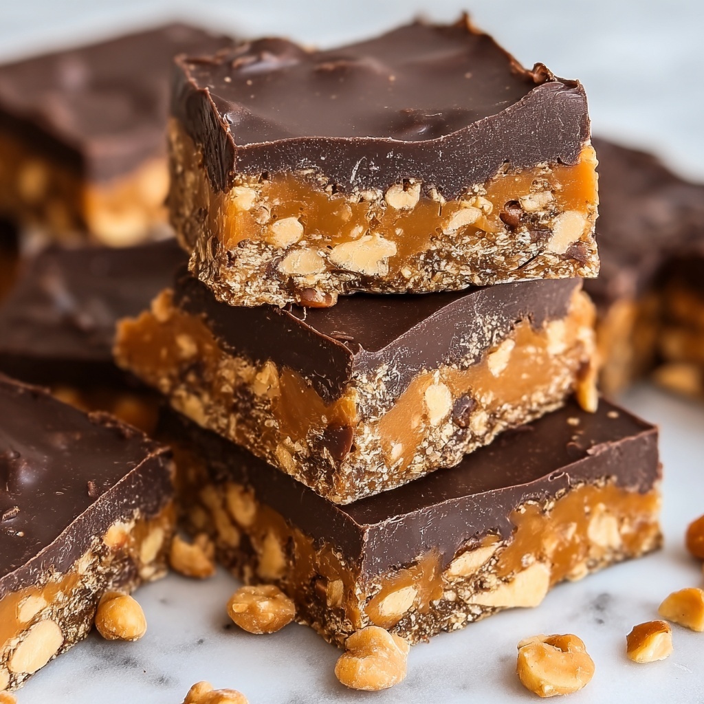 No Bake Chocolate Peanut Butter Protein Bars Recipe - Recipe Image