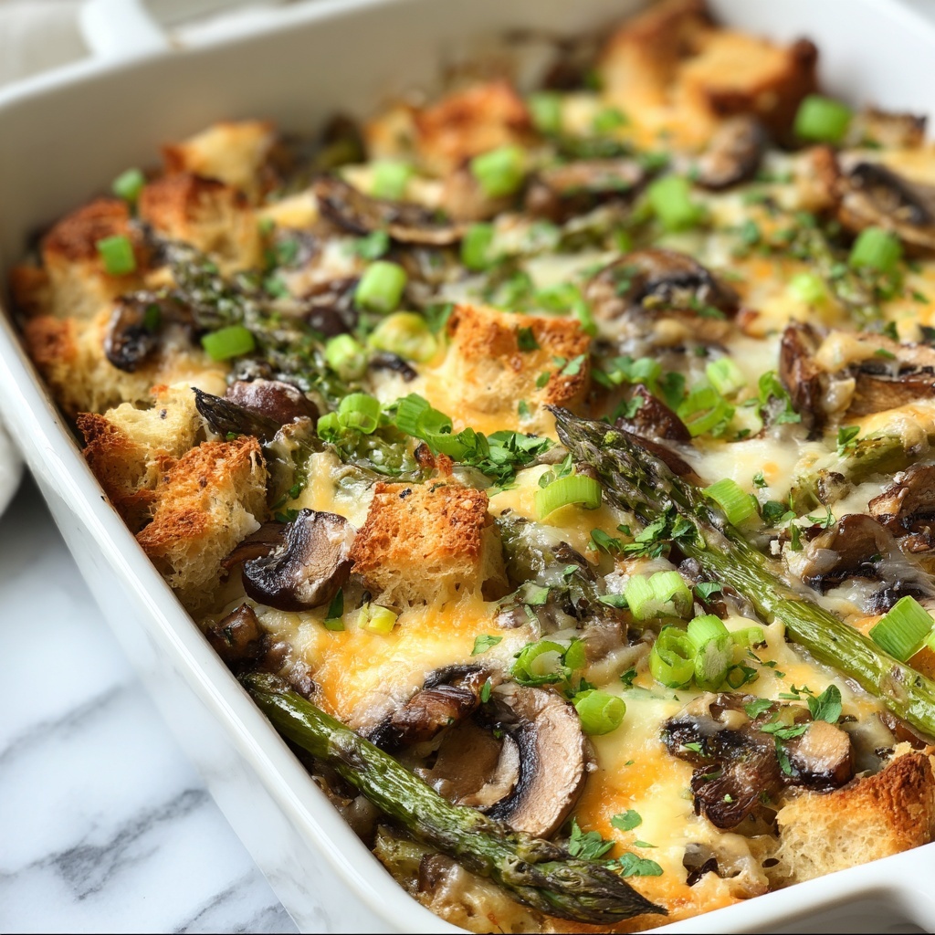 Overnight Asparagus Mushroom Strata Recipe - Recipe Image