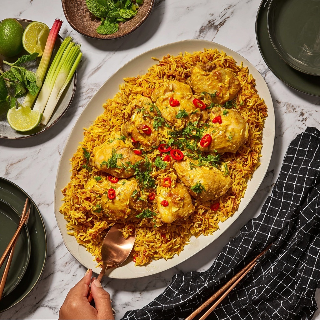 Spiced Chicken with Fragrant Rice and Colorful Vegetables Recipe - Recipe Image