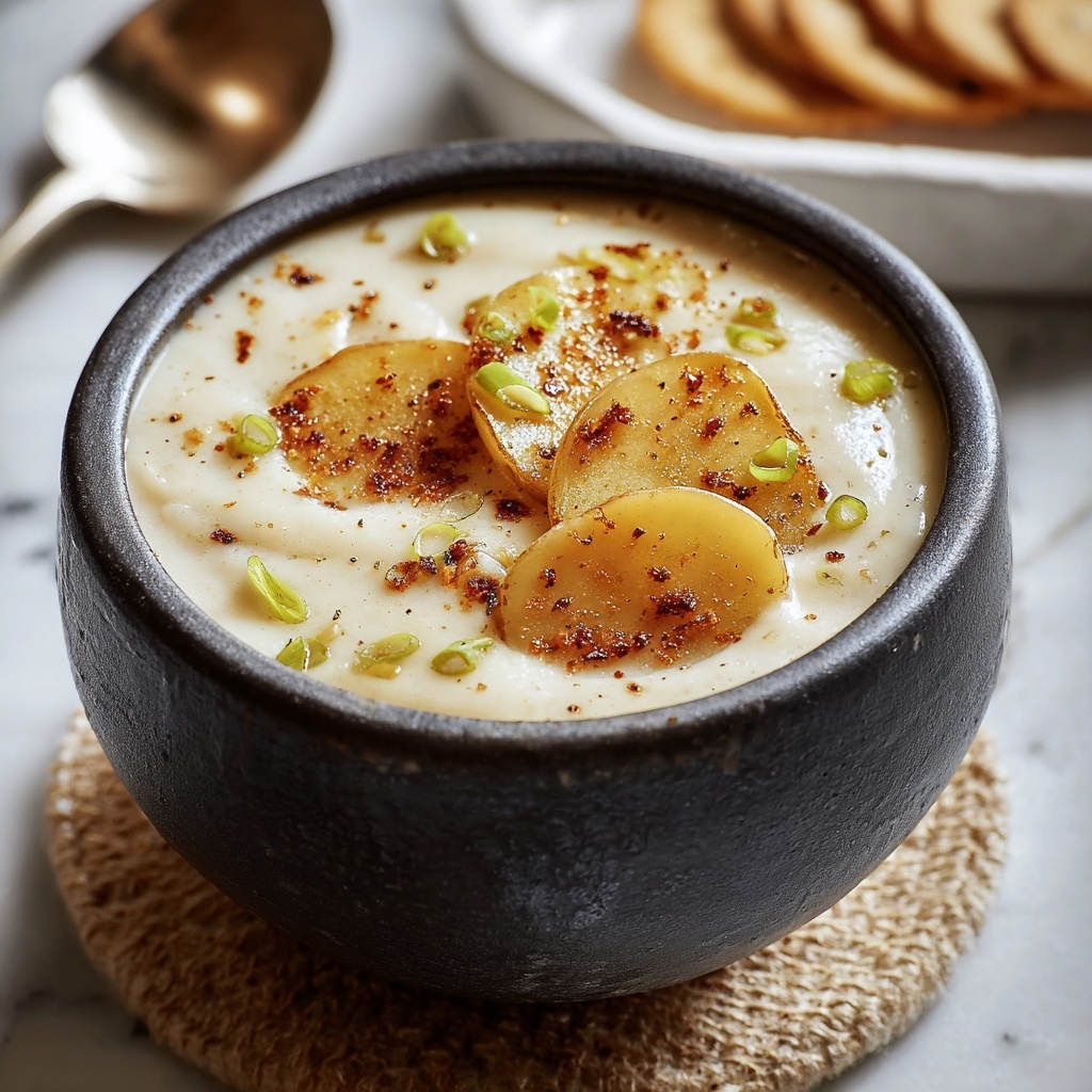 Baked Potato Soup with Chicken Sausage, Cheddar, and Green Onions Recipe - Recipe Image