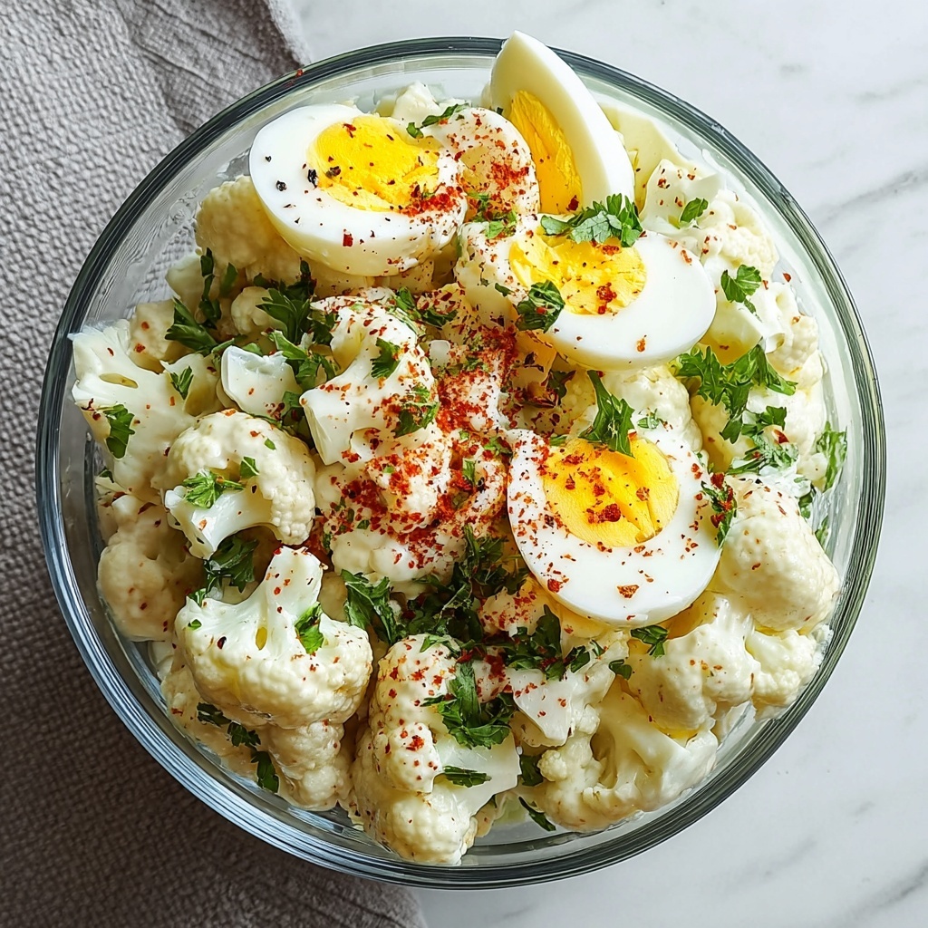 Cauliflower Salad with Hard-Boiled Eggs, Mustard, and Pickle Relish Recipe - Recipe Image