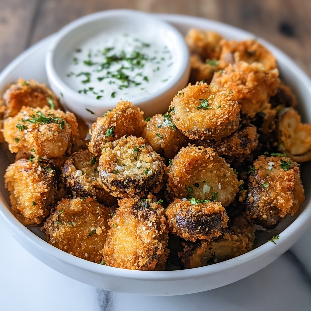 Crispy Fried Mushrooms with Cool Ranch Dip Recipe - Recipe Image