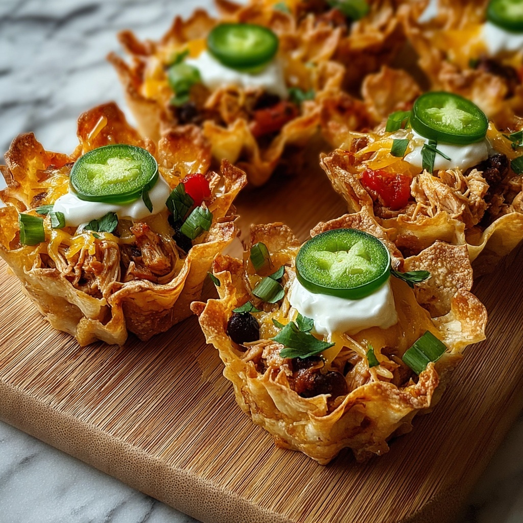 Mini Chicken Fajita Wonton Cups Recipe - Recipe Image