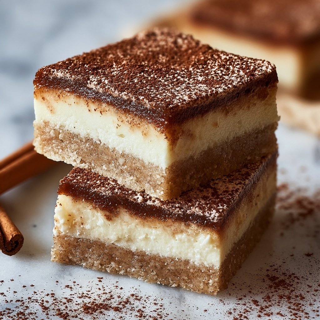 Cinnamon Churro Cheesecake Bars Recipe - Recipe Image