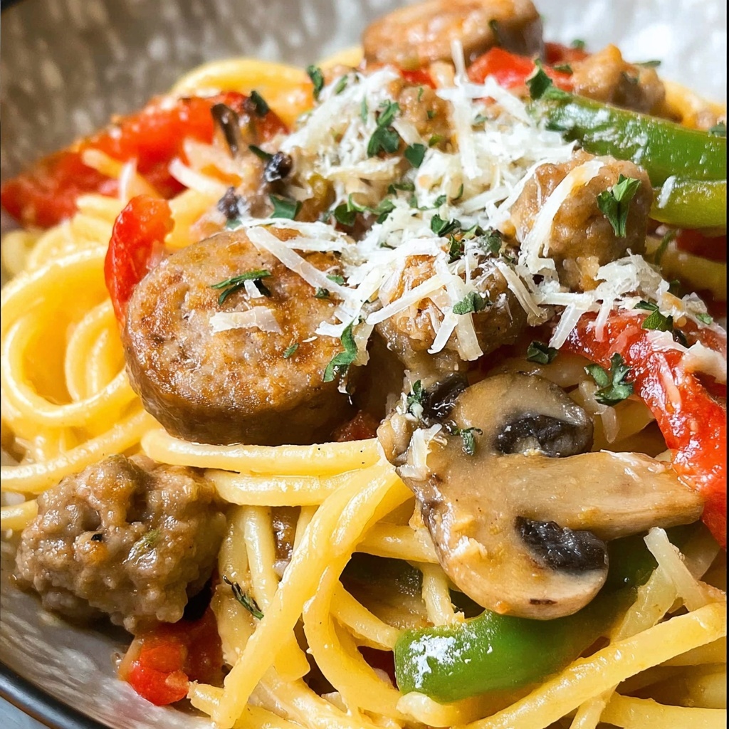 Pasta with Sausage, Peppers, and Onions Recipe - Recipe Image