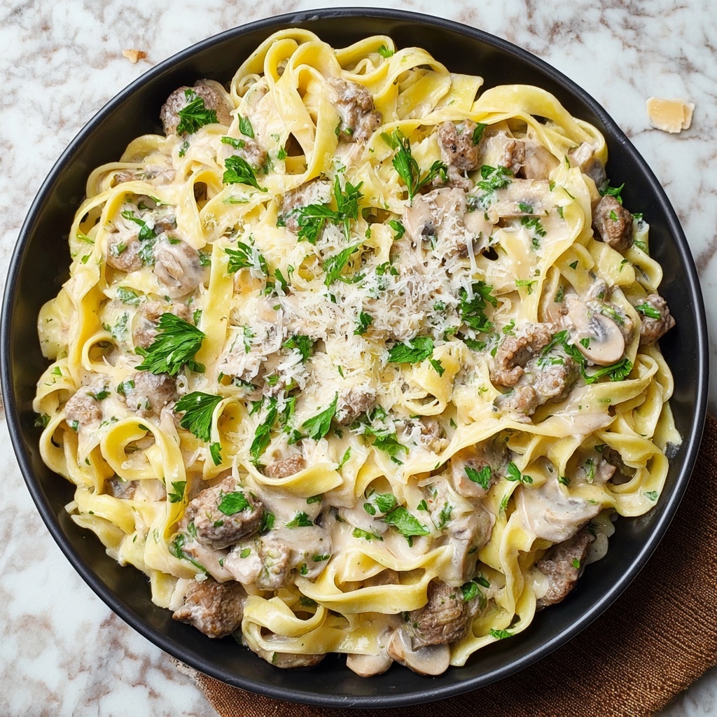 Creamy Ground Beef Alfredo Pasta Recipe - Recipe Image