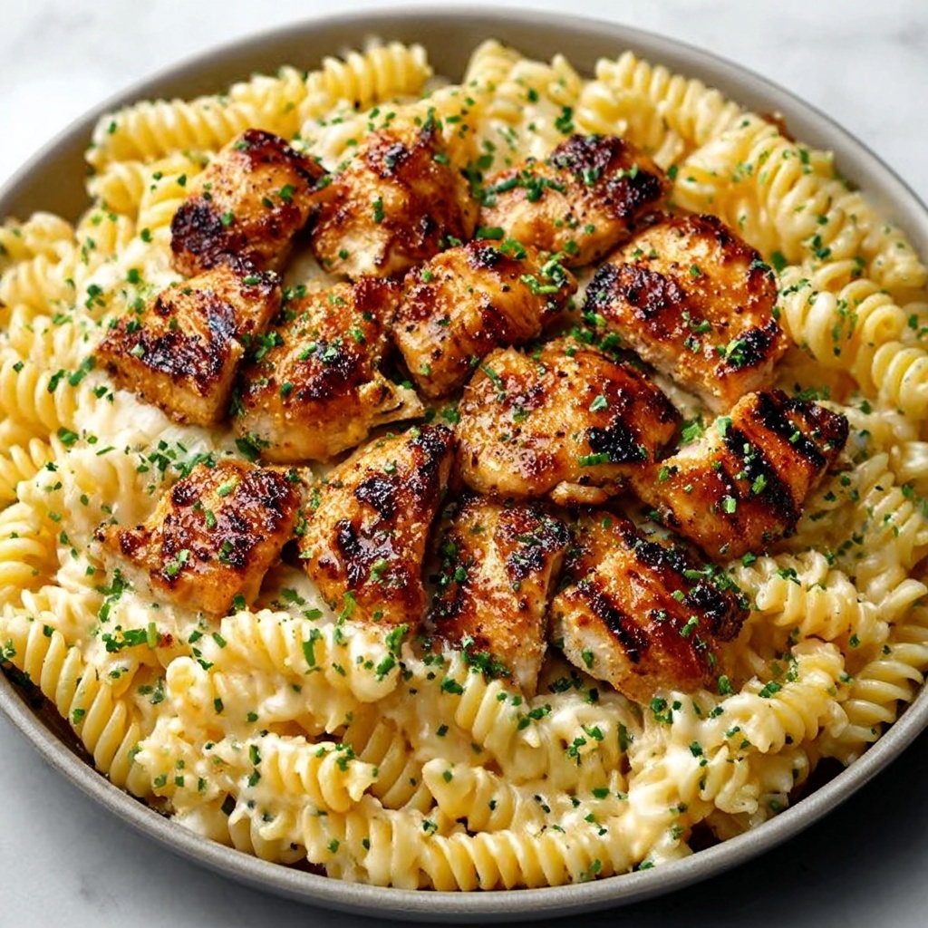 Garlic Butter Chicken Bites with Creamy Parmesan Pasta Recipe - Recipe Image
