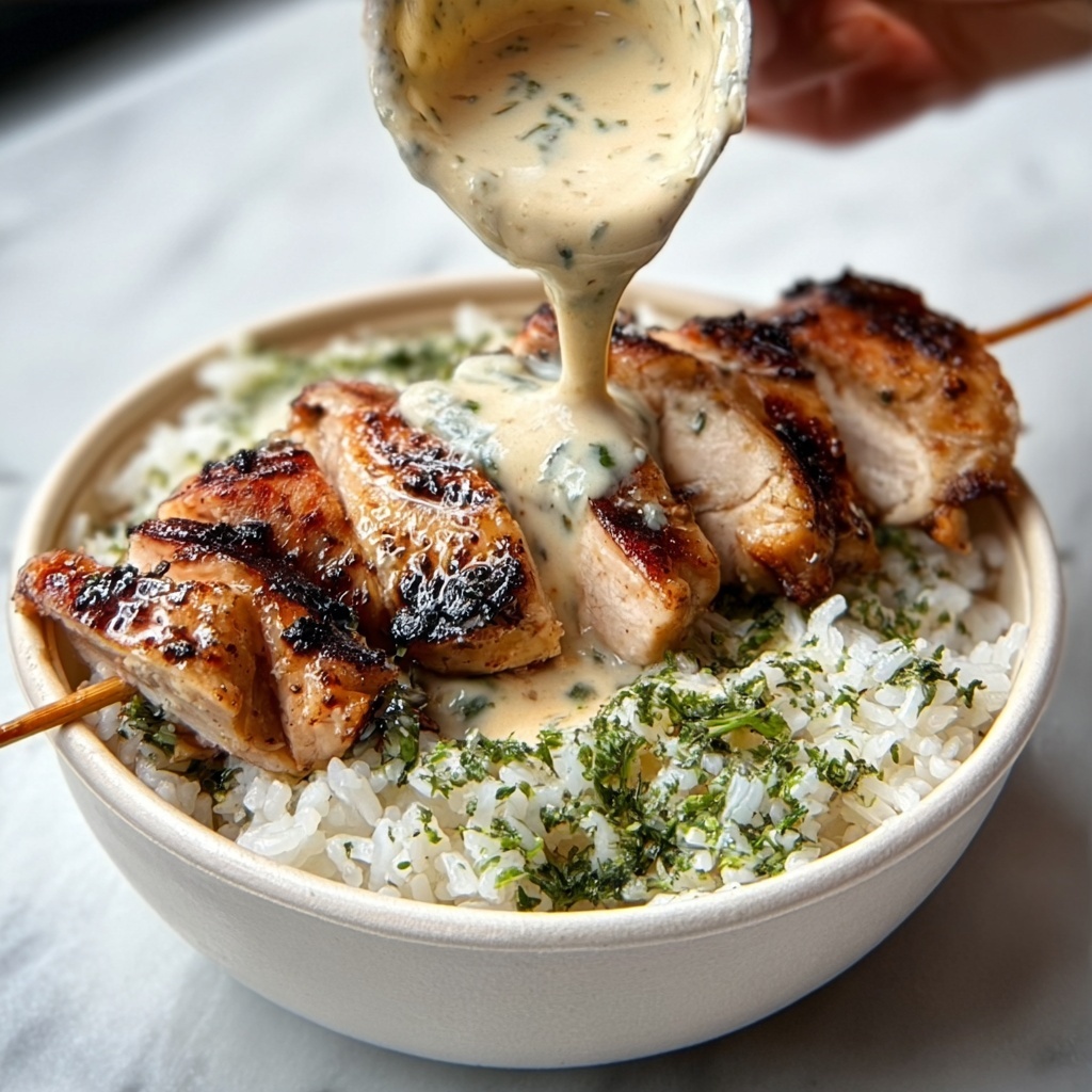 Chicken Rice Bowls with Creamy Garlic Sauce Recipe - Recipe Image
