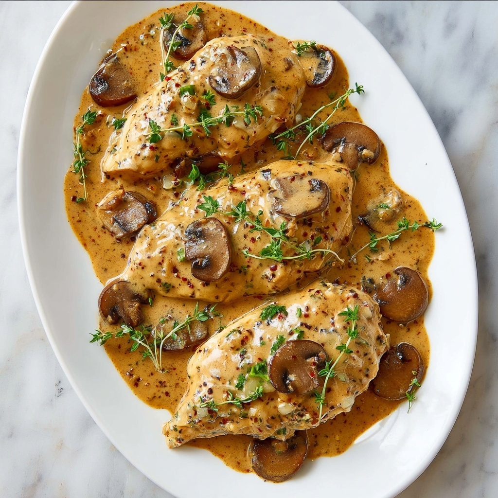 Chicken and Mushroom Skillet in a Creamy Asiago and Mustard Sauce Recipe - Recipe Image