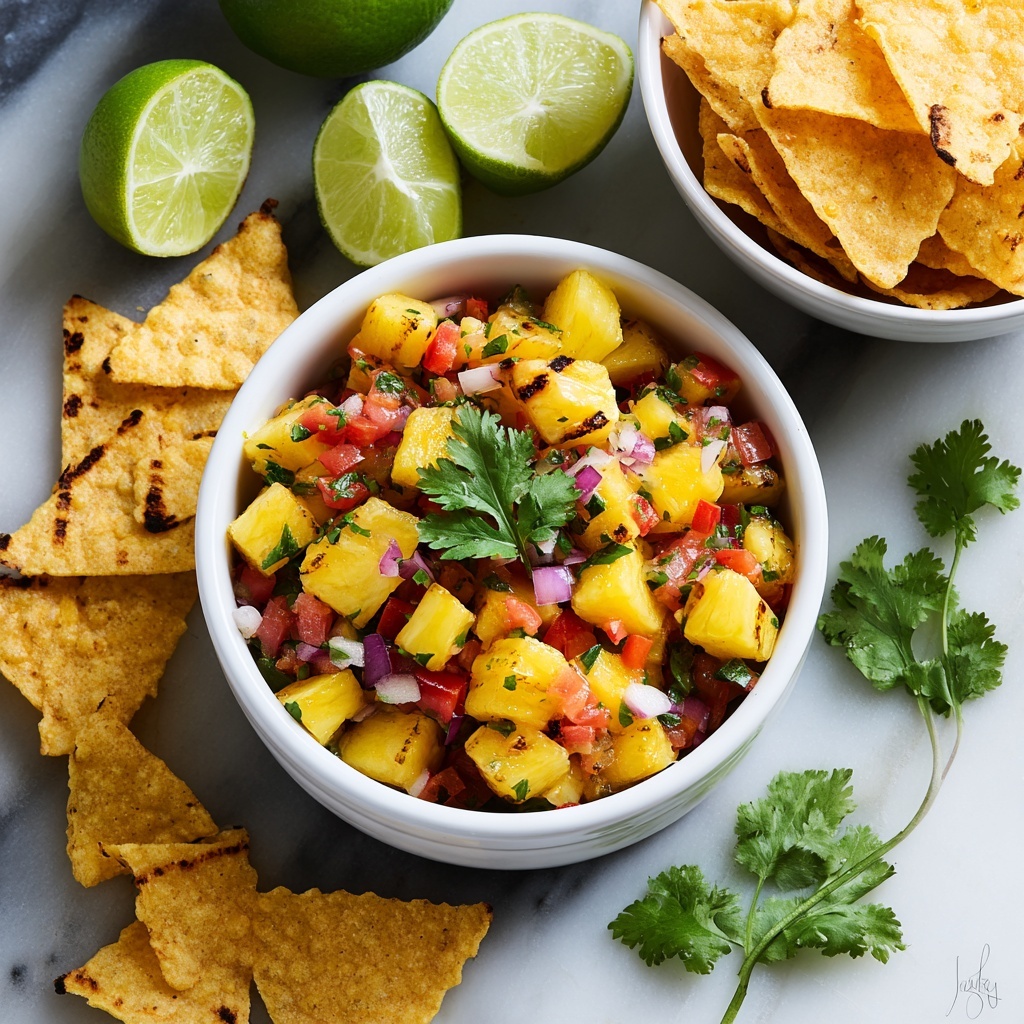 Grilled Pineapple Salsa with Cinnamon Chips Recipe - Recipe Image