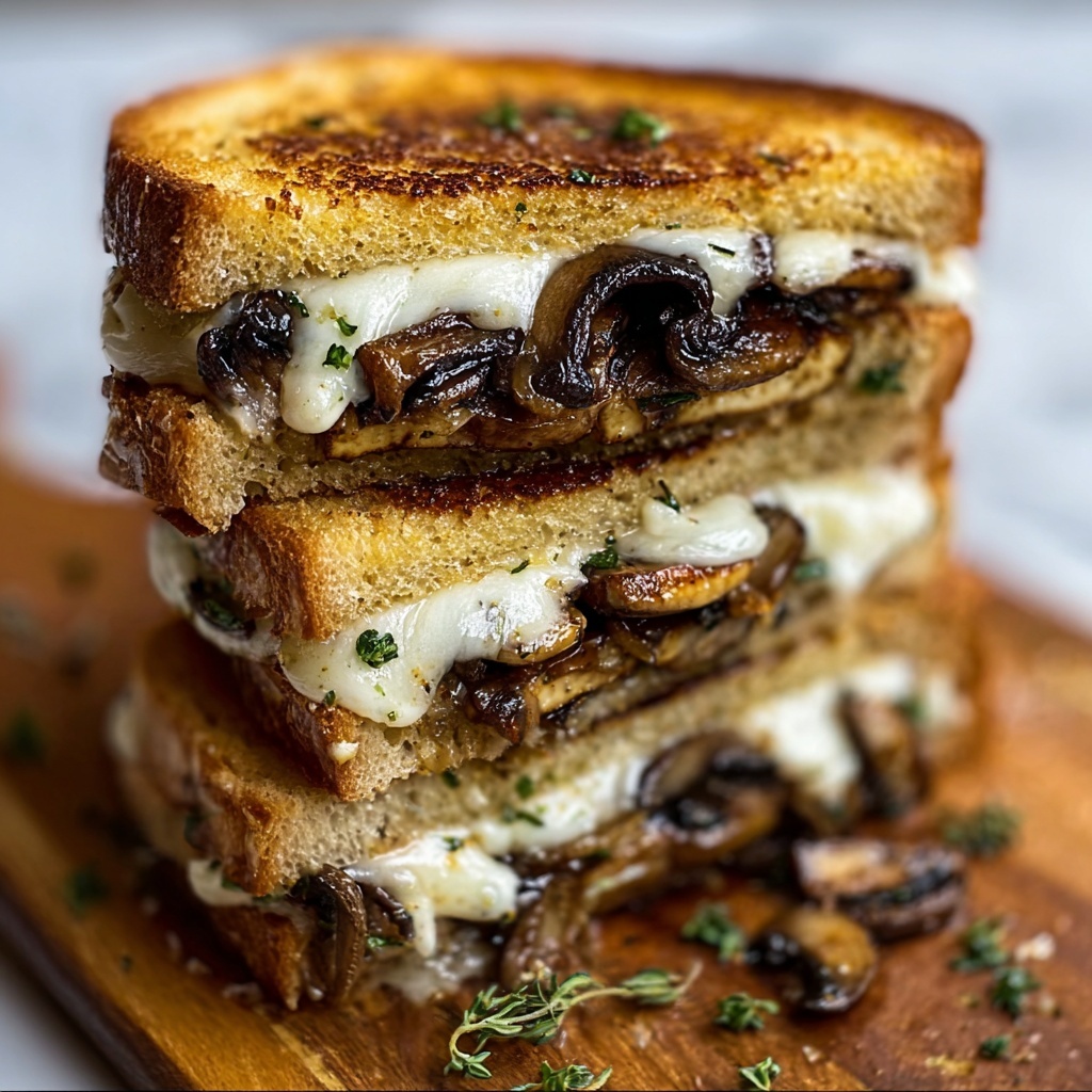 Gouda, Roasted Mushroom and Onion Grilled Cheese Sandwich Recipe - Recipe Image