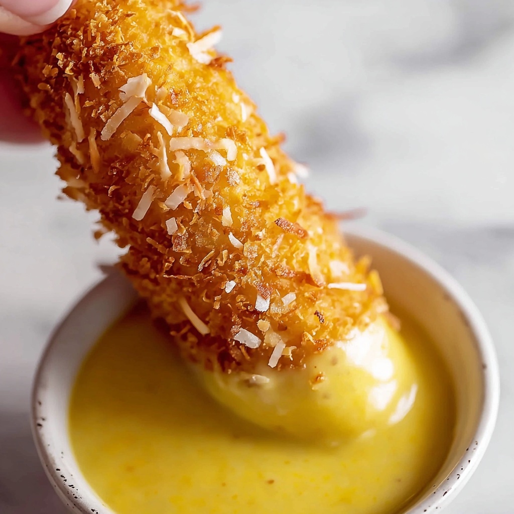 Baked Coconut Chicken Tenders with Apricot Mustard Dipping Sauce Recipe - Recipe Image