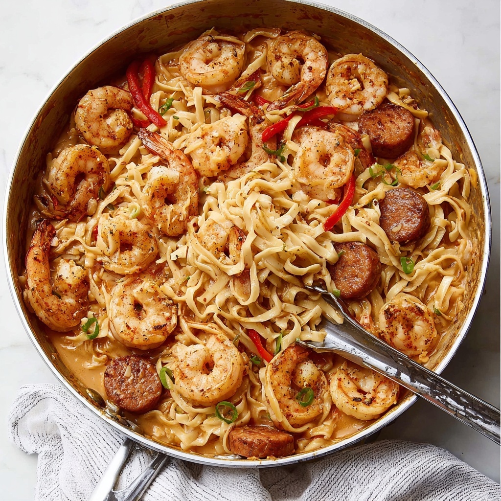 Creamy Cajun Shrimp Pasta with Sausage Recipe - Recipe Image