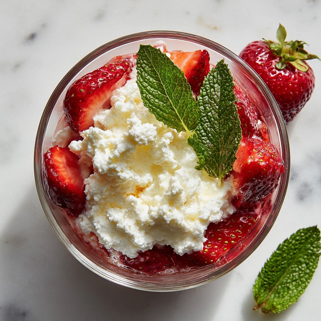 Strawberries with Mint-Infused Cream Recipe - Recipe Image