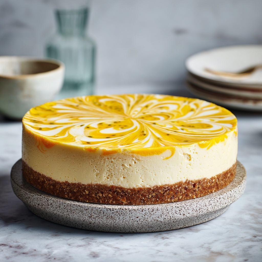 No-Bake Mango Swirl Cheesecake Recipe - Recipe Image