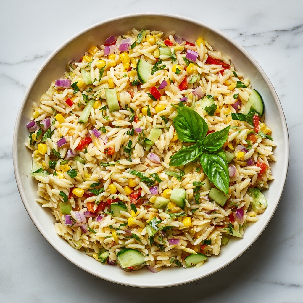 Lemony Rainbow Orzo Salad Recipe - Recipe Image