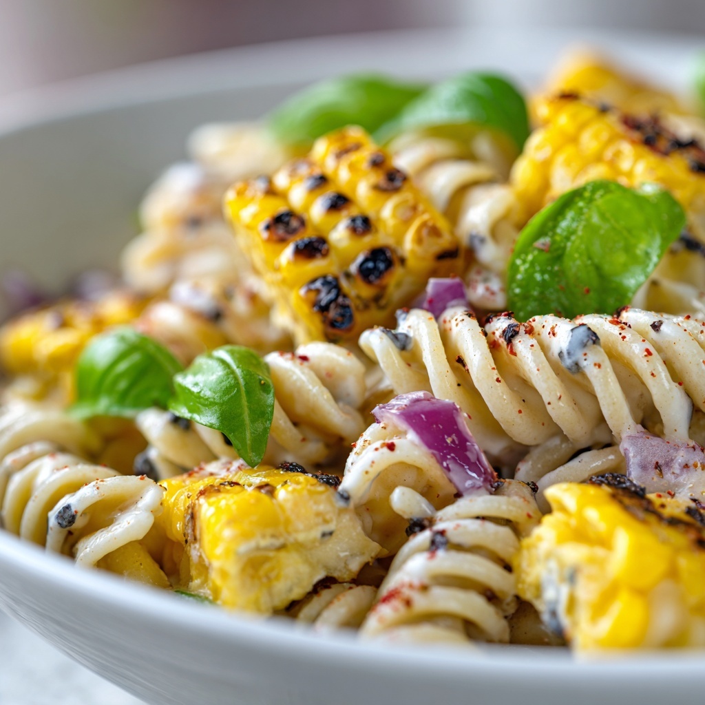 Creamy Street Corn Pasta Salad Recipe - Recipe Image
