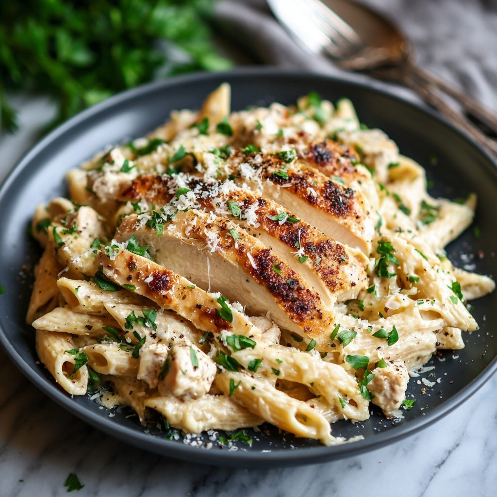 Creamy Garlic Chicken Pasta Recipe - Recipe Image