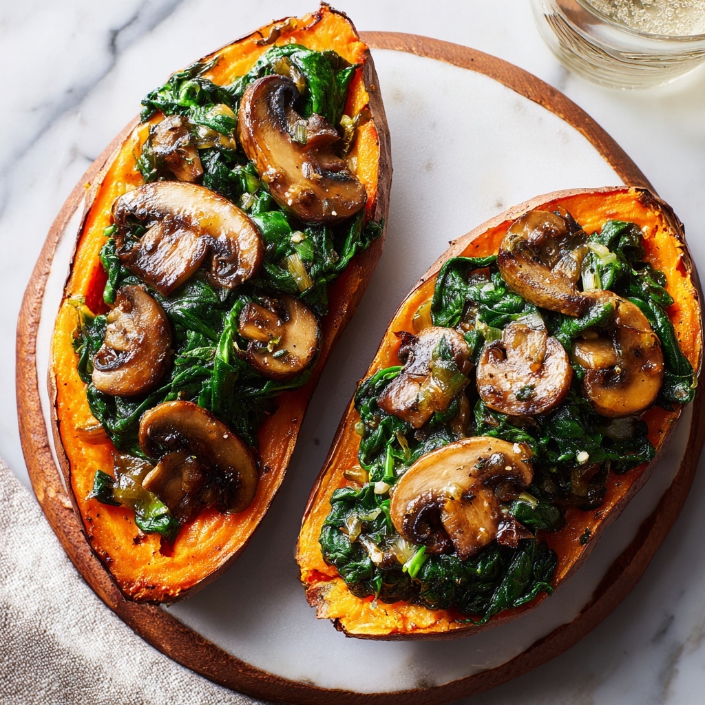 Creamy Mushroom and Spinach Stuffed Sweet Potatoes Recipe - Recipe Image